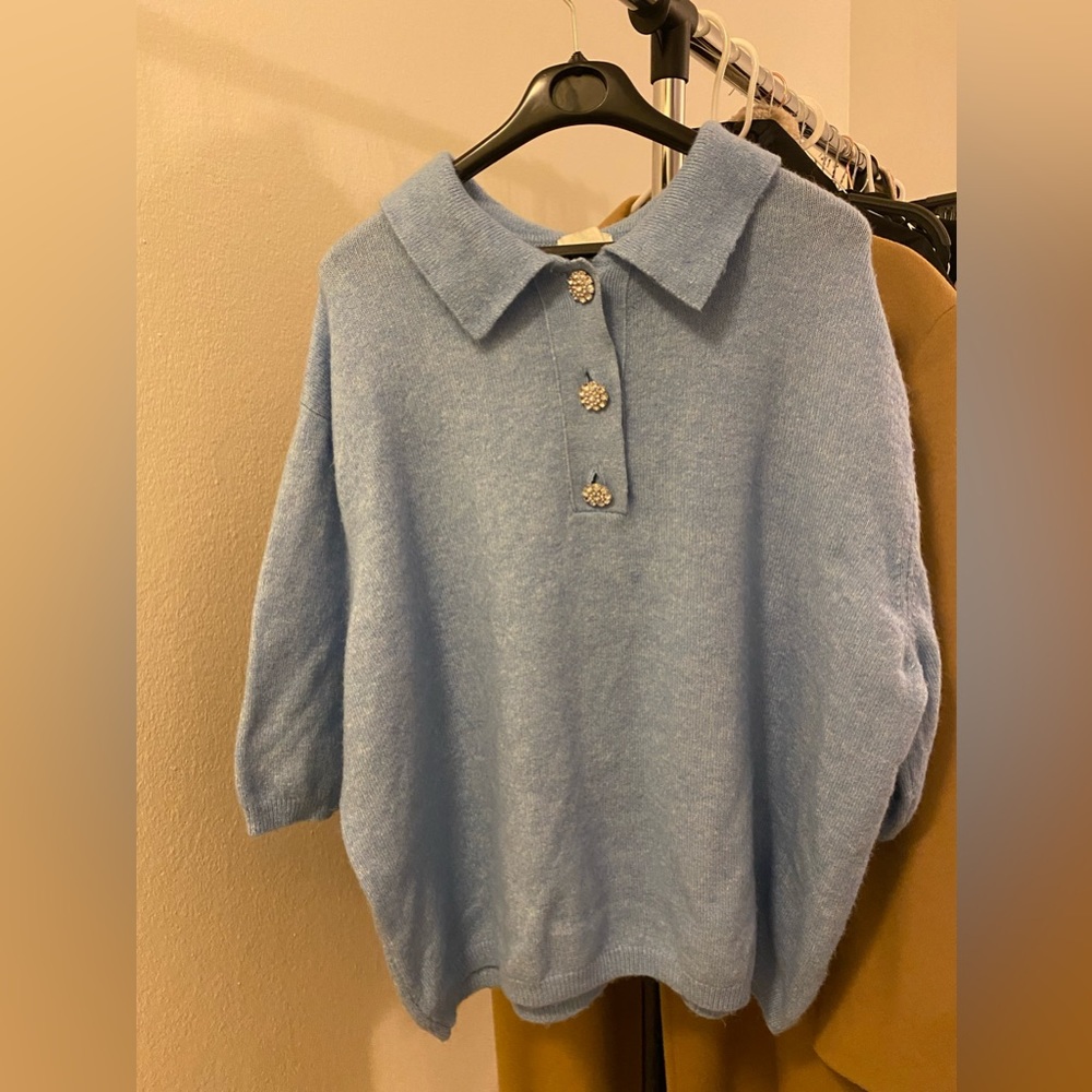 Diamond button sweater short sleeve